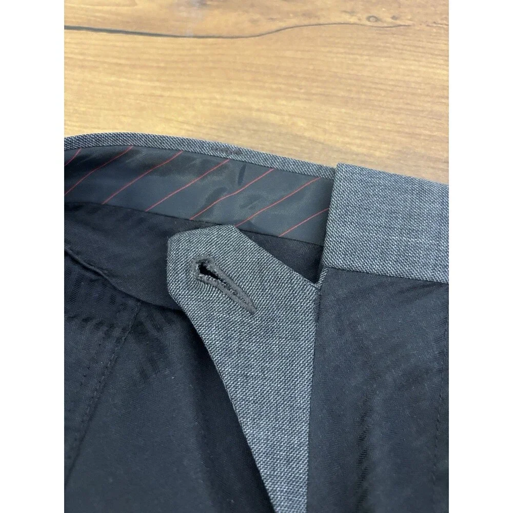 Calvin Klein 2 Piece Suit Mens 42L Gray Wool Jacket Pants Wedding Career 37x31.5